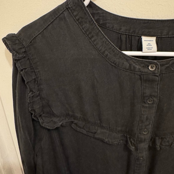 Black Ruffled Button-Down Dress - Picture 2 of 2